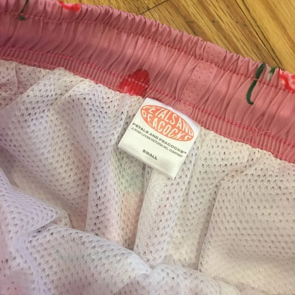 Petals and Peacocks small pink butterfly swim short trunks